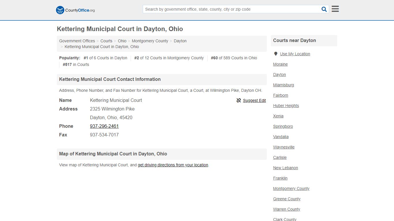 Kettering Municipal Court - Dayton, OH (Address, Phone ...